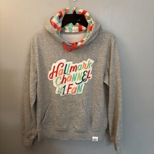 Hallmark Womens Gray Sweatshirt Hallmark Channel # 1 Fan Cozy Hoodie Size Small